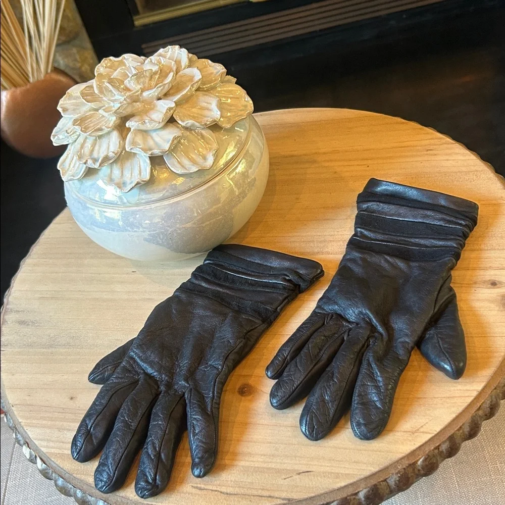 Giada Paris Black Leather/Cashmere Interior Hand Gloves